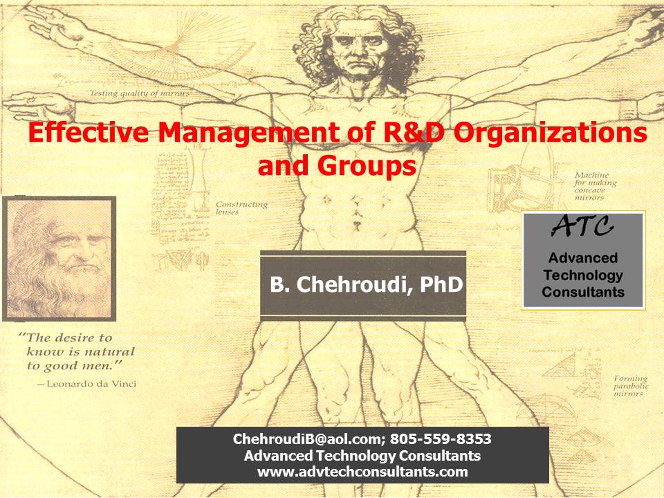 Effective Management of R&D Organizations and Groups