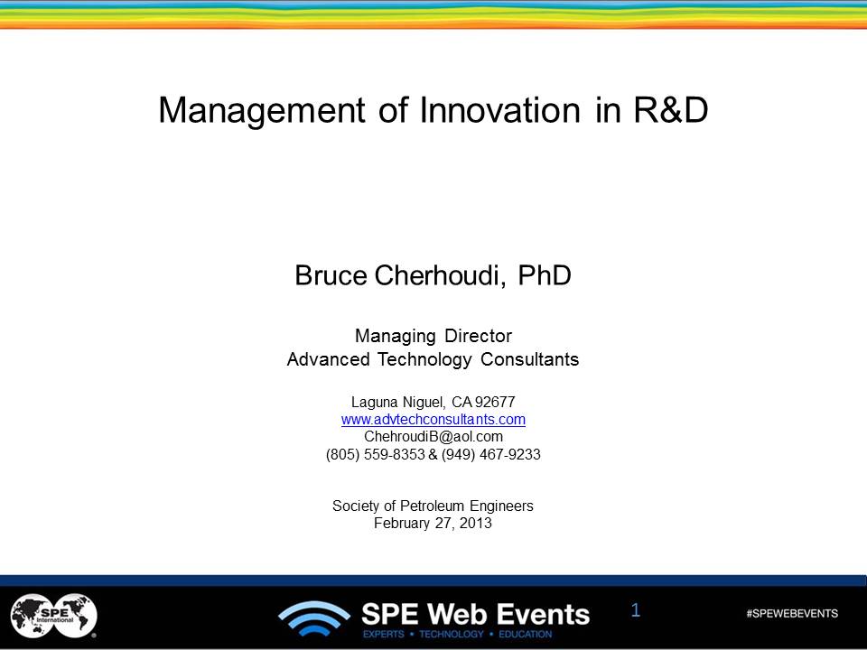 Management of Innovation in R&D Organizations